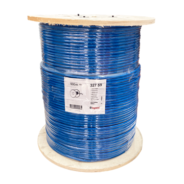 تصویر کابل شبکه لگراند مدل Cat6 با شیلد SFTP به طول ۵۰۰ متر، بسته‌بندی شده روی قرقره چوبی مناسب پروژه‌های حرفه‌ای